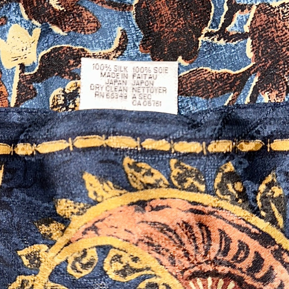 Vintage Oscar de la Renta 100% Silk Made in Japan Floral Paisley Scarf 15x59” - Picture 6 of 7